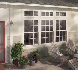 double hung windows outside of home